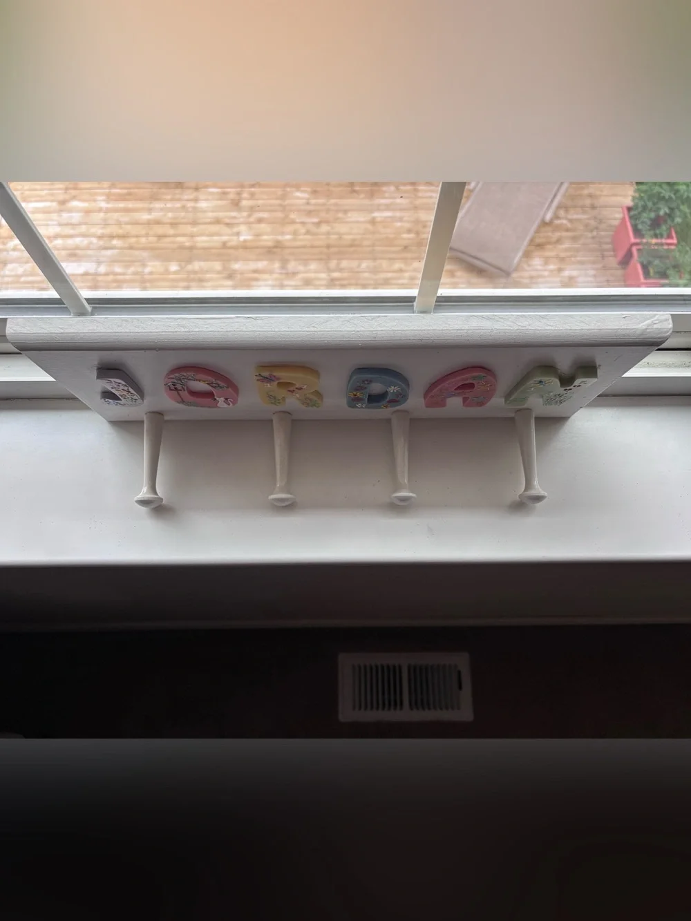 Children's Wooden Coat Rack Hook Customized With Pastel Letters “Jordan”